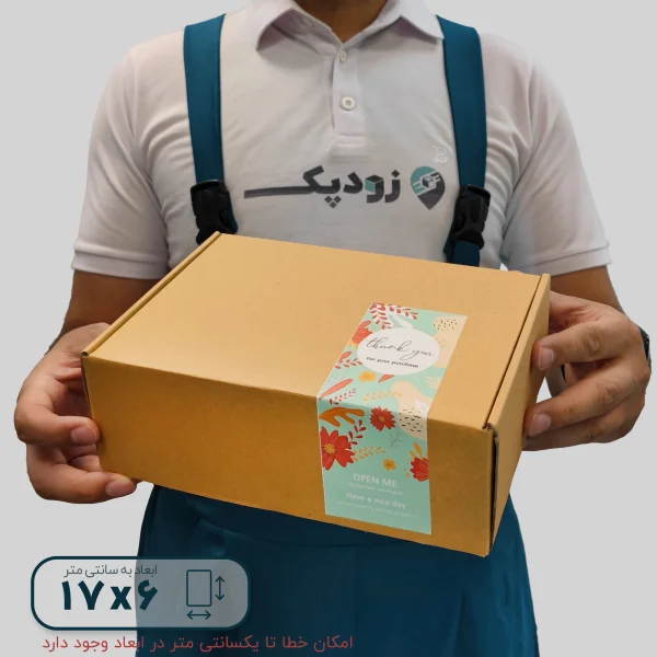 برچسب فانتزی جعبه طرح گل thank you ابعاد 6*17
