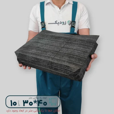 ساک دستی پارچه ای 30*40 سه طرف گاست 10 پارچه مشکی طرح سنگی طوسی روشن - تصویر 5